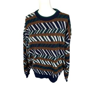 Vintage 1980s Botany 500 Multicolor Geometric Abstract Acrylic Sweater Mens xl